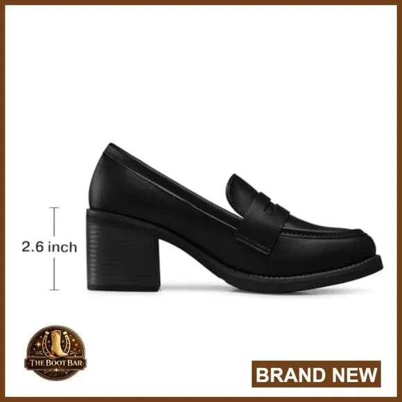 Low-Heeled Loafers Slip-On Block Heel Business Casual Office Shoes - Picture 3 of 7